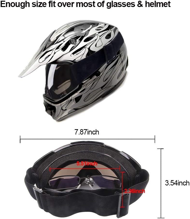 4-FQ PU Resin Windproof Dustproof Motocross GoggLes CRG Sport Scratch Resistant Dirt Bike Goggles Adult Motorcycle ATV Riding Glasses Wrap Ski Goggles Protective Safety Glasses - Image 4